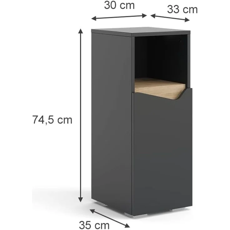 Midischrank Marelle Anthrazit/Artisan 30 x 74.5 cm mit Tür und offenem Fach Vicco – Bild 3