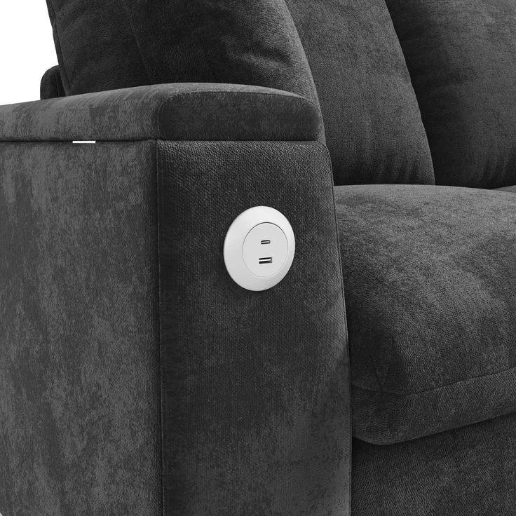 Chenille-U-Sofa mit 2 Stauraum-Chaiselongues, USB und USB-C, gepolsterte modulare Wohnlandschaft 279 cm mit Taschenfederkern, Grau – Bild 23