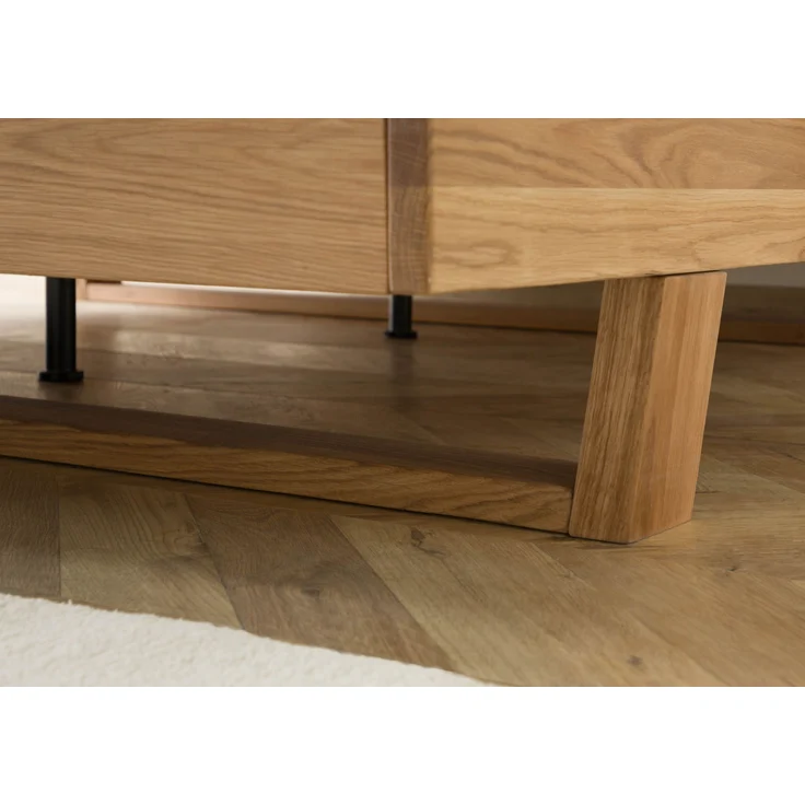 Bett Eiche 140x200x85 natur geölt, Kopfteil beige FICHTELBERG #125 – Bild 7