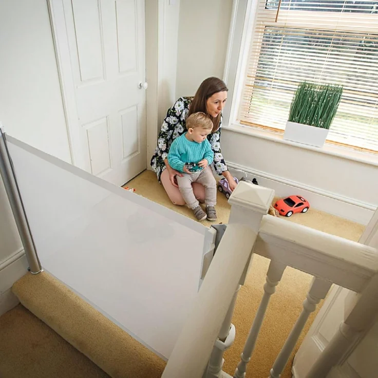 KiddyGuard Sicherheitsgitter für Treppen, mit Aluminiumgehäuse, ausziehbar, bis zu 120 cm, Weiß – Bild 2