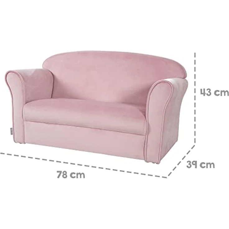 roba Kindersofa 'Lil Sofa' mit Armlehnen - Bequeme Kindercouch mit Samtstoff - Rosa – Bild 4