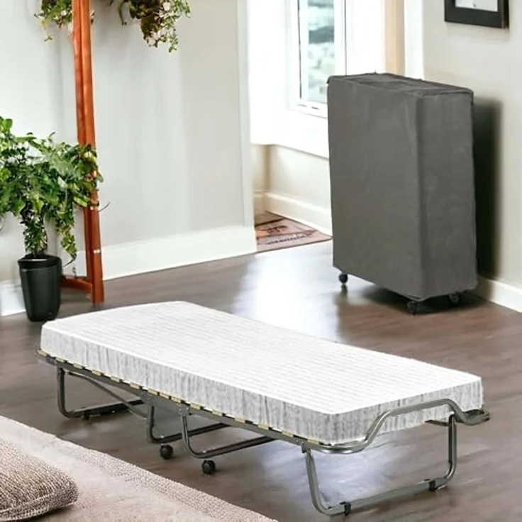 Talamo Italia - Klappbett Clizia, platzsparendes Feldbett mit 15-Lattenrost, inklusive Schutzhülle, 100% Made in Italy, 80x200h40 cm, Matratze inklusive – Bild 2