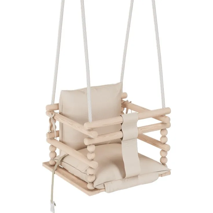 MAMOI® Balancoire Bebe 3 en 1 + SÉCURITÉ Ceinture | Réglage de la Hauteur 190-260cm | Balançoire Enfants | Enfants balançoire | Beige | CE | 100% ECO | Fabriqué dans l'UE