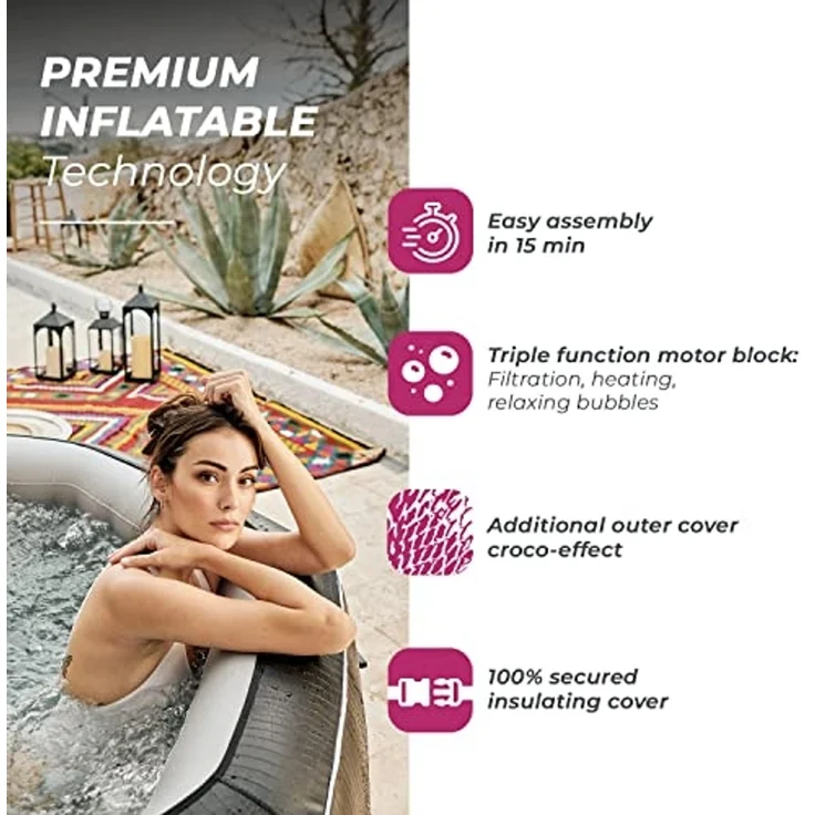 NetSpa Python aufblasbarer Whirlpool für 5-6 Personen achteckig 185 x 185 x 70 cm Outdoor Whirlpool – Bild 4