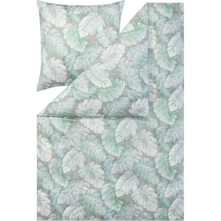 Estella Mako Jersey Bettwäsche 135x200 Rabea alge Blätter Monstera 6301-545 – Bild 4