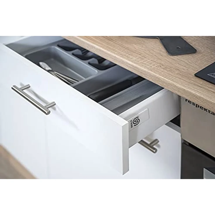 Respekta Küchenzeile Merle KB210ESGS, Grau 210 cm mit Einbauspüle, Soft-Close Funktion und Elektrogeräten – Bild 5