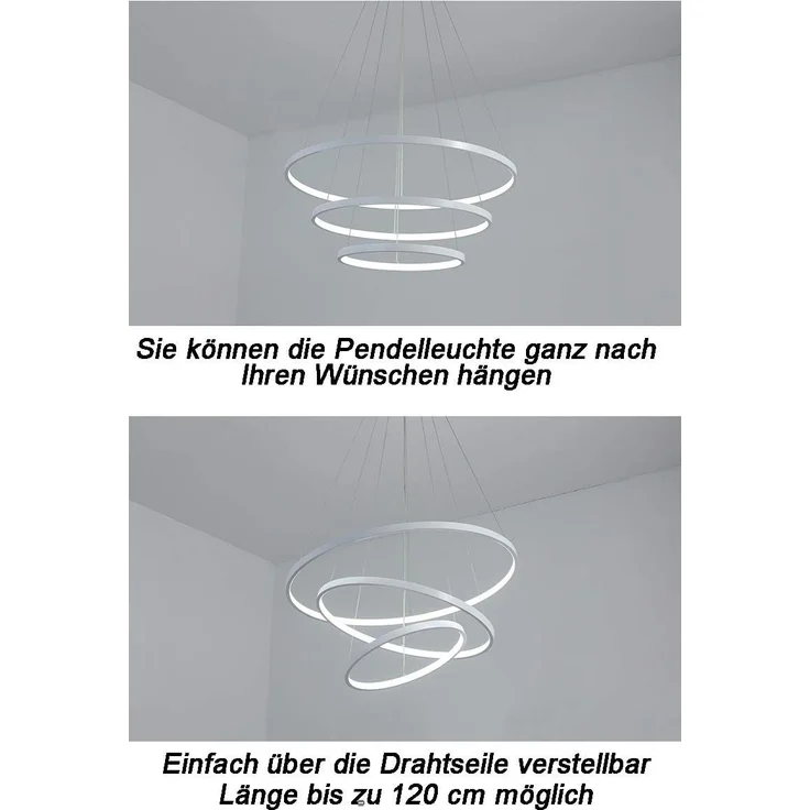 Euroton LED Pendelleuchte LED Pendelleuchte 2130 LED Hängelampe mit Fernbedienung, LED fest integriert, kalt - warm, 7000 k - 3000 k stufenlos einstellbar – Bild 3