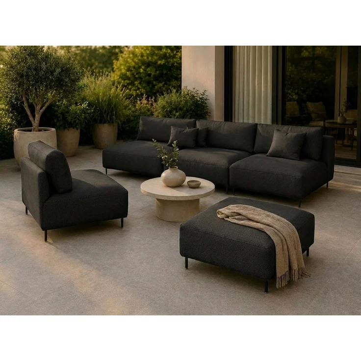 Garten Lounge Set SUN – Outdoor Möbel Set mit Sofa, Sessel und Hocker, UV-beständig und wasserabweisend – Bild 1