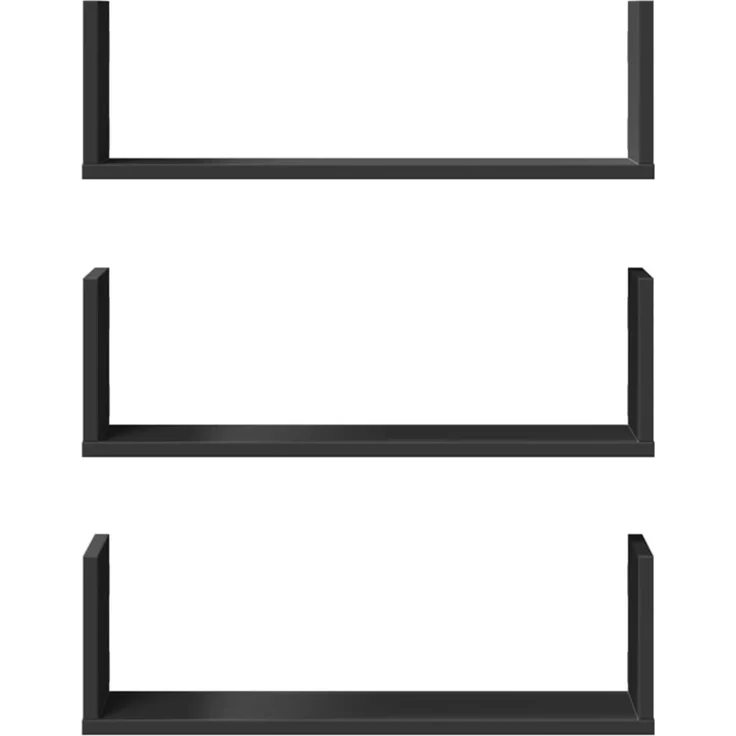 vidaXL Wandregale 3 Stk. Schwarz 58x18x18 cm Holzwerkstoff 853282 – Bild 3