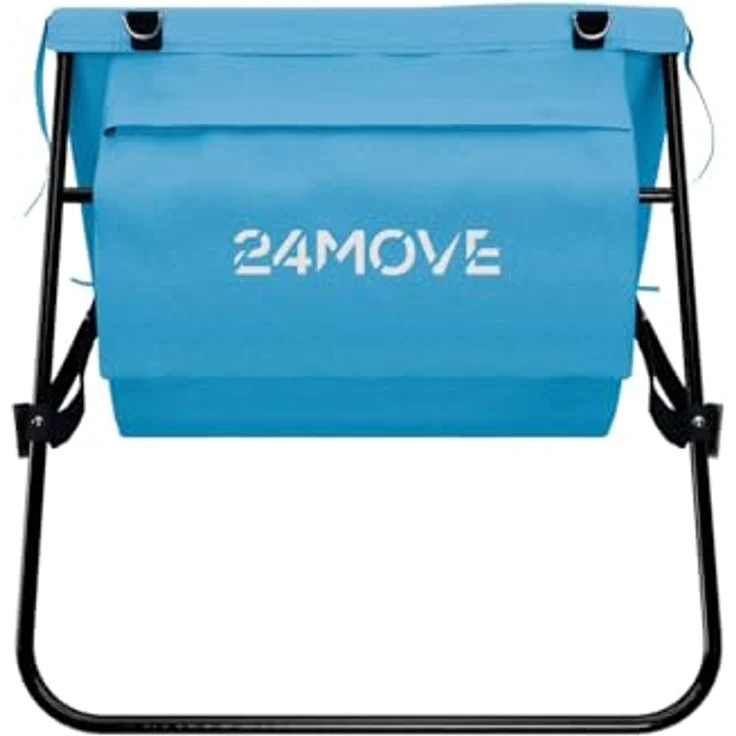 24Move Strandtuch, Strandmatte, Klappbare Campingliege, Tragetasche, (für Urlaub oder Garten), faktbar zur Tasche und Gurt, 1er, blau, Strandtuch – Bild 10