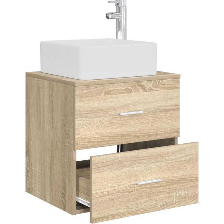 vidaXL Wandmontierter Waschbeckenunterschrank Sonoma-Eiche 890288 – Bild 3