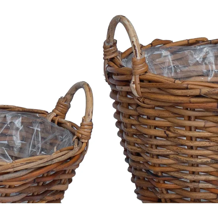 vidaXL Blumentopfkorb mit Speicher GENDT 2 stk. Naturbraun Kubu Rattan 42020964 – Bild 7