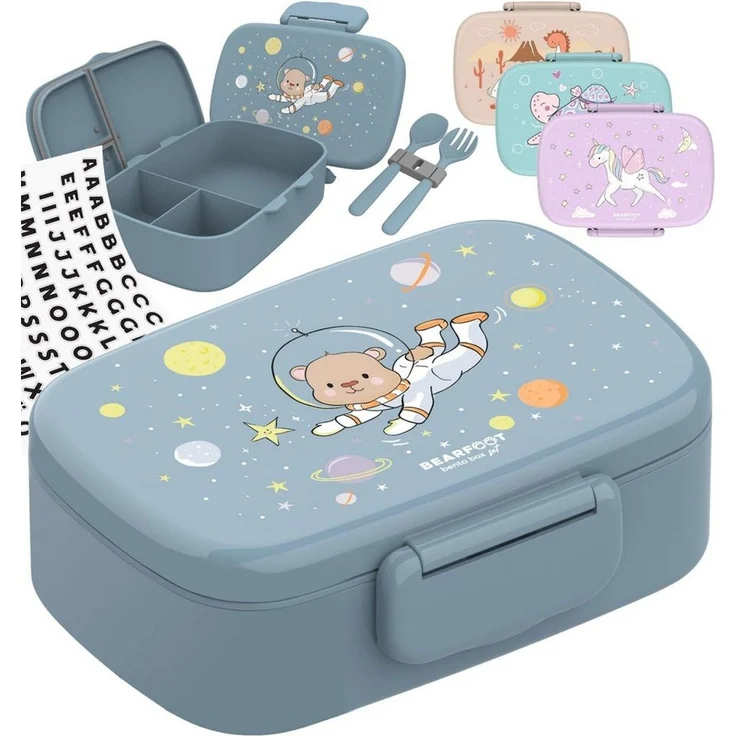 BEARFOOT Lunchbox Brotdose Kinder mit Fächern, leicht & auslaufsicher - Bär, Kindergarten und Schule - Mädchen und Jungen, Vesperbox, Snackbox – Bild 1
