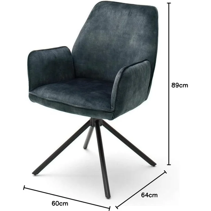 Esszimmerstuhl >Ottawa< mit Armlehne in Petrol - 60x89x64 (BxHxT) 180 °drehbar – Bild 4