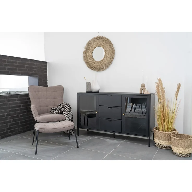 Fußhocker >Glasgow< in Graun-braun, Stoff - 61x36x41cm (BxHxT) – Bild 2