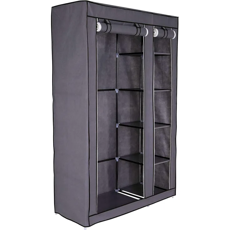dibea Faltbarer Stoff-Kleiderschrank 175 x 110 x 45 cm, grau