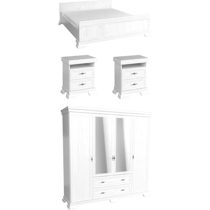 Schlafzimmer-Set Kora 4-tlg Doppelbett 180x200cm Nachttische andersen pinie rustikal