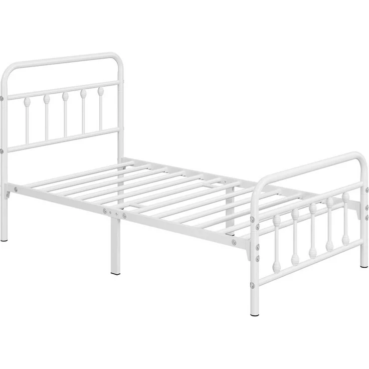 Yaheetech Bettgestell Metallbett, Metall Bettrahmen mit Kopfteil, Metall Weiß, 90 x 200 cm – Bild 5
