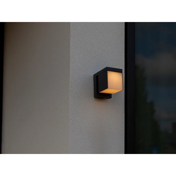 HYBRID LED Außenwandleuchte PRIMA, Solar & Strom 230V, Anthrazit 16x10cm