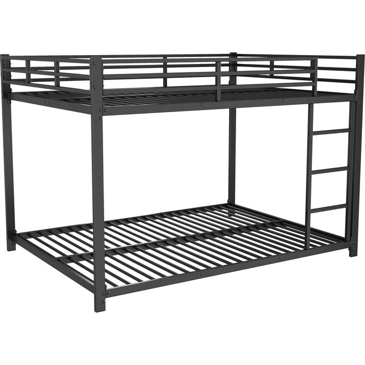 Metall Etagenbett 140x200 cm für Kinder, stabiler Doppelstockbett Rahmen mit Sicherheitsgeländer, platzsparend Schwarz – Bild 7