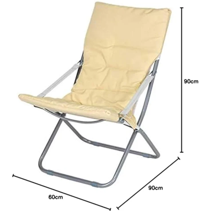 BAKAJI Klappbarer Strandstuhl, tragbar, zusammenklappbar, Gestell aus Aluminiumrohr, Bezug aus Oxford-Gewebe, für Strand, Meer, Camping, Beige – Bild 2