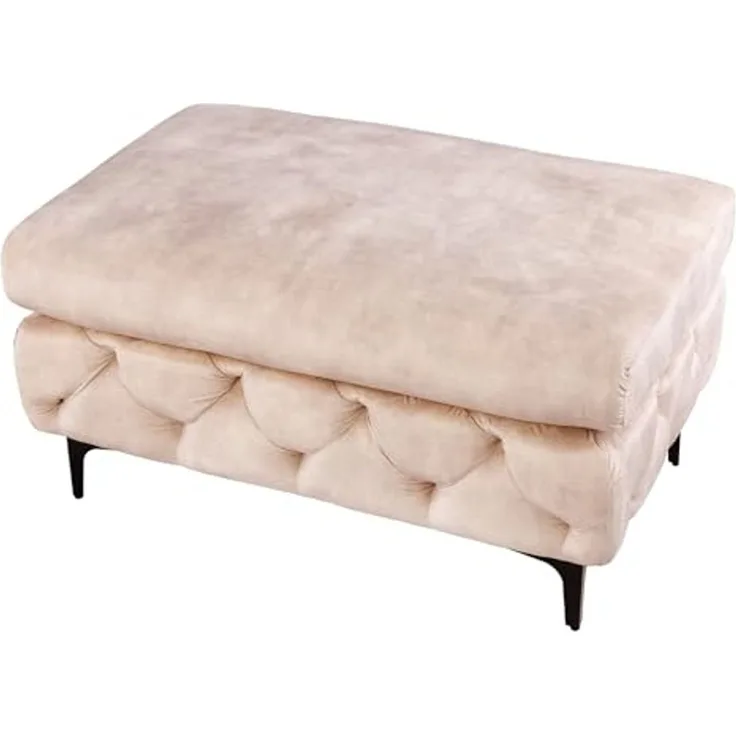 riess-ambiente Fußhocker MODERN BAROCK 92cm champagner / schwarz (Einzelartikel, 1 St), Wohnzimmer · Samt · 3-Sitzer · Federkern · Chesterfield