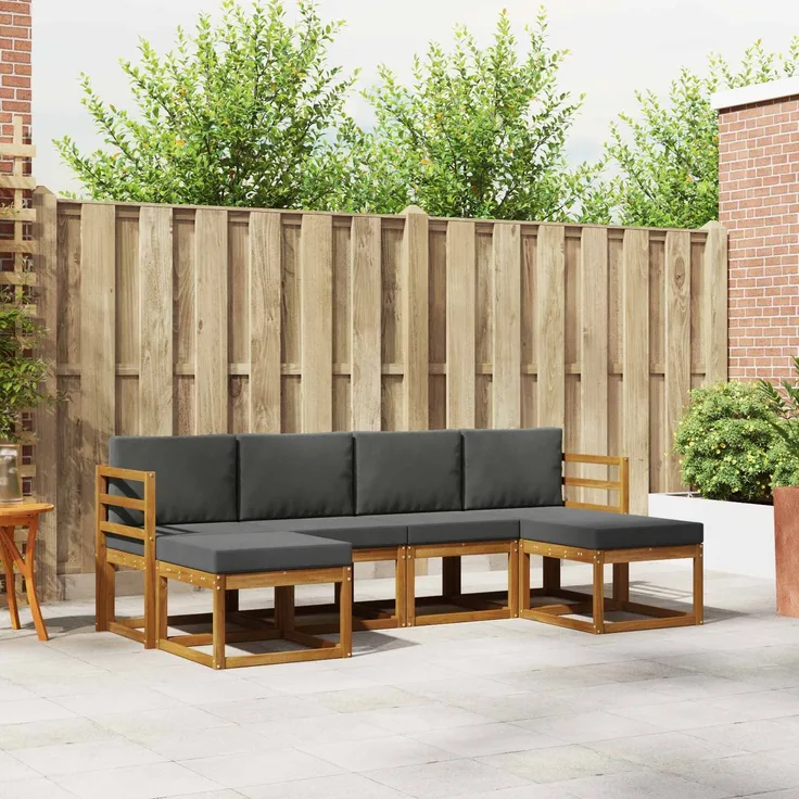 vidaXL Outdoor-Sofagarnitur 6 stk. 6-Sitzer Natur und Anthrazit 3366765
