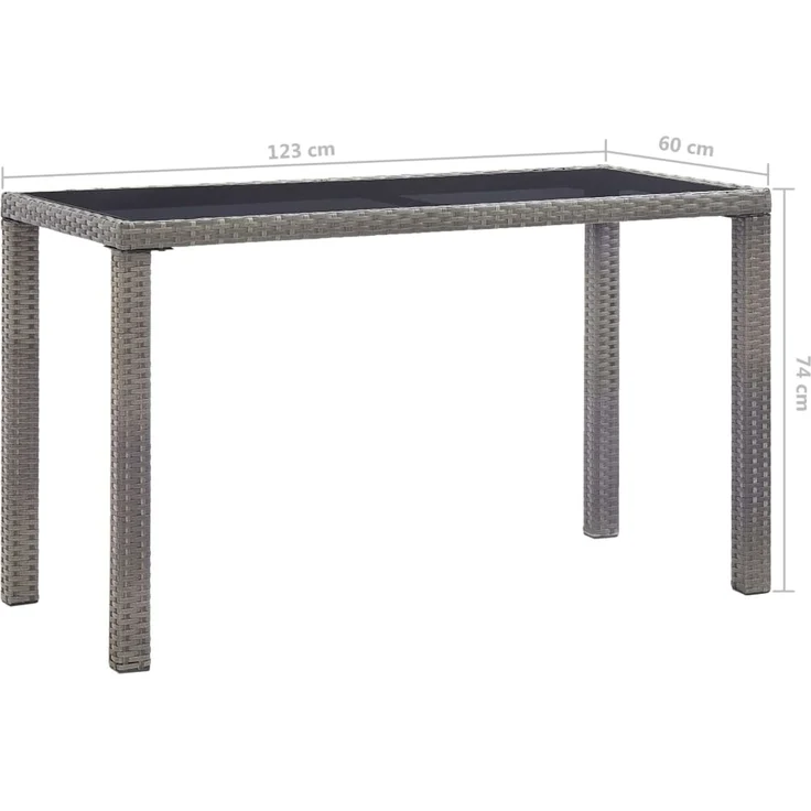 Gartentisch, Balkontisch, Esstisch Anthrazit 123 x 60 x 74 cm Poly Rattan – Bild 5