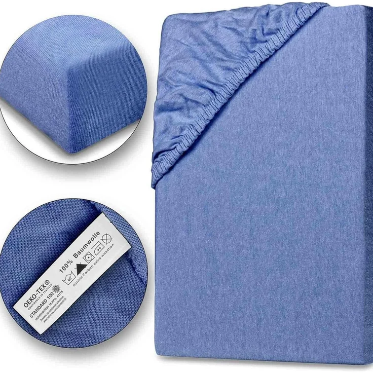 Jersey Spannbettlaken 140-160x200 100% Baumwolle weich bügelfrei komfort Royal – Bild 1