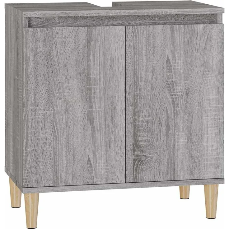 Waschbeckenunterschrank, Badschrank, Unterschrank Grau Sonoma 58 x 33 x 60 cm Holzwerkstoff j138p