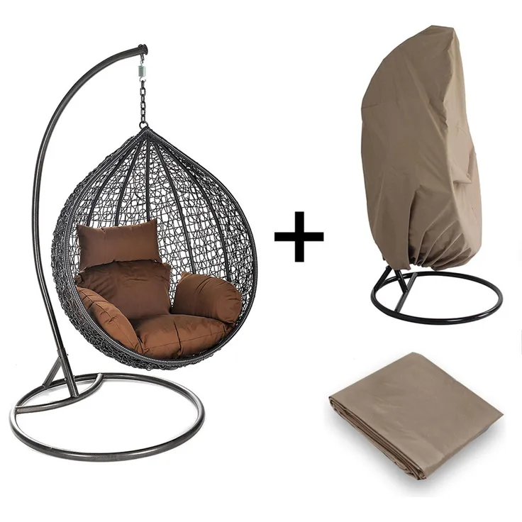 Hochwertiger Polyrattan Hängesessel Hängekorb Hängestuhl inkl. Regenabdeckung
