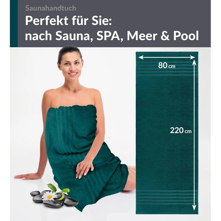 Lashuma Saunatuch London, Frottee (1-St), Badetuch extra lang 85x220 cm, Handtuch Wellness – Bild 5
