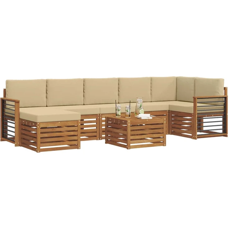 vidaXL Outdoor-Sofagarnitur 8 stk. 8-Sitzer Natur und Beige 3375223 – Bild 3