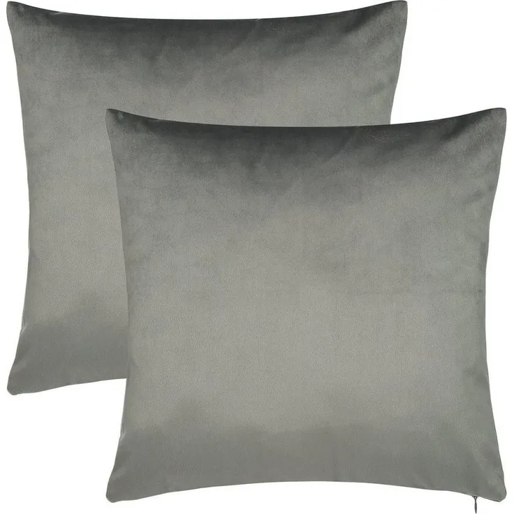 BARBONS Kissenbezug 40x40 2er Set – Samt Dekokissenbezug weiche Kissenbezüge Kissenhülle mit Reißverschluss Kopfkissenbezug (40x40, Grau)