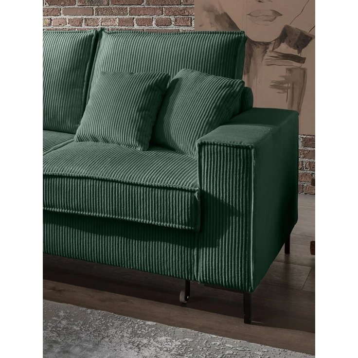 Polsterecke >Rube< Schlaffunktion, Stauraum, Cord moosgrün - 240x92x150cm (BxHxT) – Bild 6