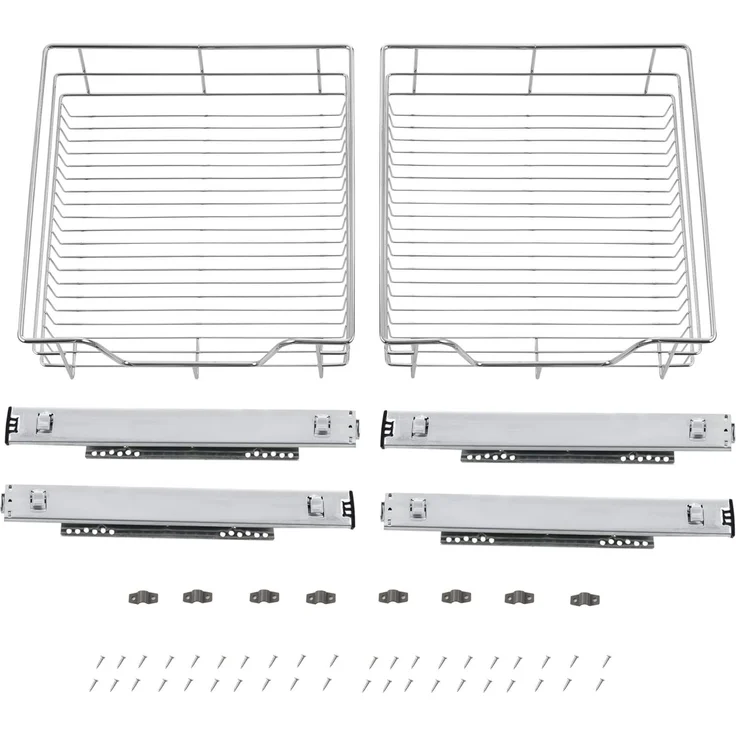 2er-Set Teleskopschublade 47 x 44 x 14 cm Stahl Silber [en. casa] – Bild 7