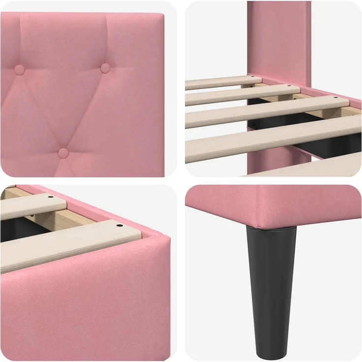 vidaXL Bettrahmen mit Kopfteil Rosa 90 x 200 cm Samt 42027640 – Bild 7