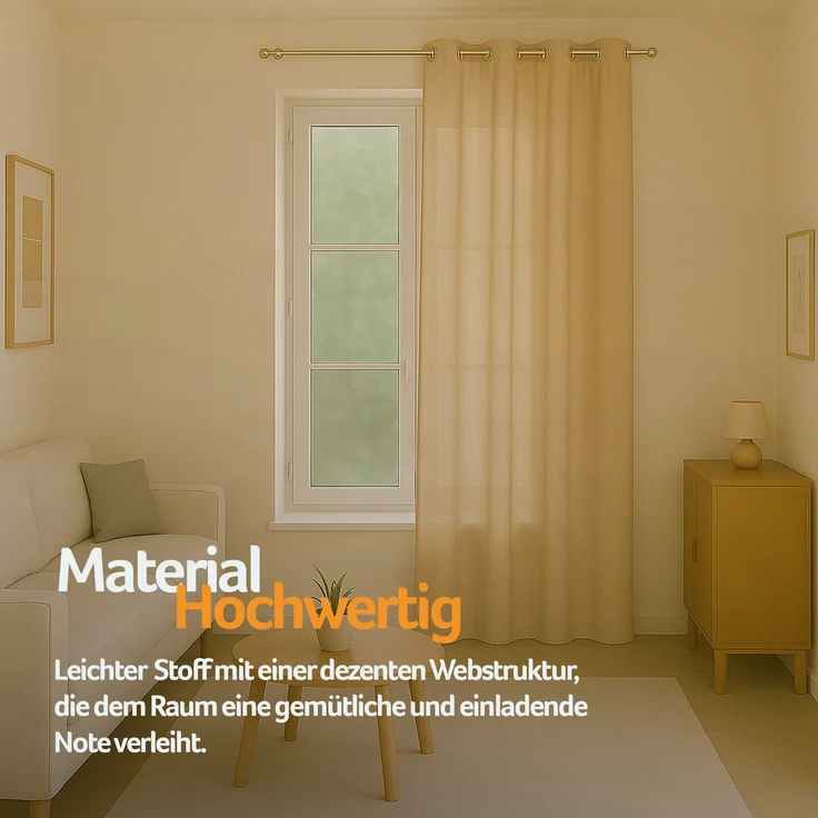 Bestlivings Blickdichte, Gardine mit Ösen, in vielen Größen und Farben Beige 140x145 cm – Bild 4