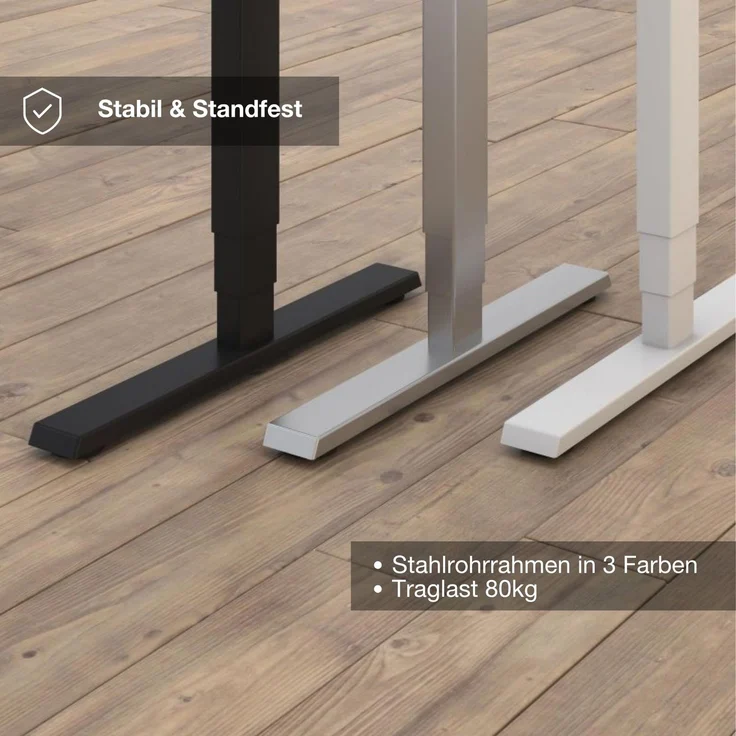 ASSMANN Elektrisch höhenverstellbarer Schreibtisch Y-Line 120x80cm Schwarz Signalweiß Metall Holz Melaminoberfläche – Bild 7