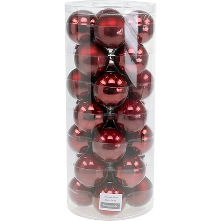Viana Weihnachtsbaumkugel Weihnachtskugel Set Glas Bordeaux matt & glänzend, Ø6cm, 24, 24 Stück – Bild 2