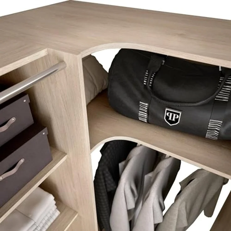 Dmora - Großer Kleiderschrank Bestone, Schlafzimmermöbel, Schrank, Garderobe, 234x141 h205 cm, Eiche – Bild 6