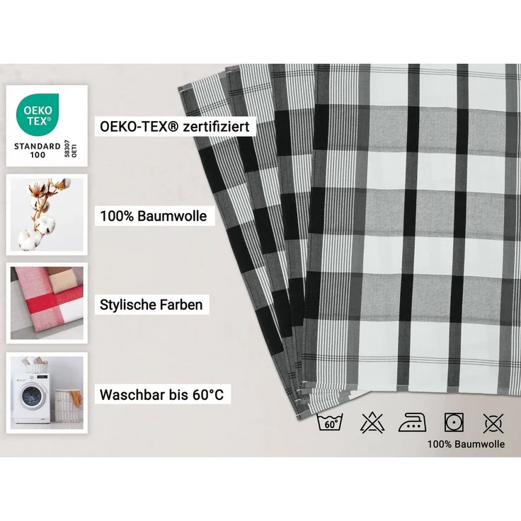 ZOLLNER Geschirrtuch, (Spar-Set, 4-tlg), 50 x 70 cm, 100% Baumwolle, vom Hotelwäschespezialisten – Bild 2