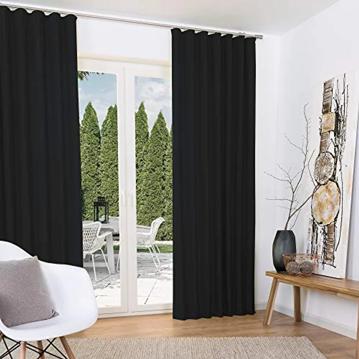 Beautissu Vorhang Amelie Luna, 2er Set Kräuselband Thermogardine 140x245cm – Bild 2