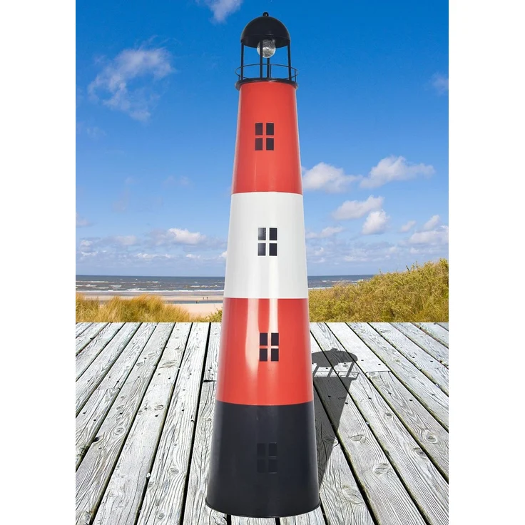 Großer Leuchtturm aus Metall mit Solarfunktion H:150 cm, Gartendekoration – Bild 1
