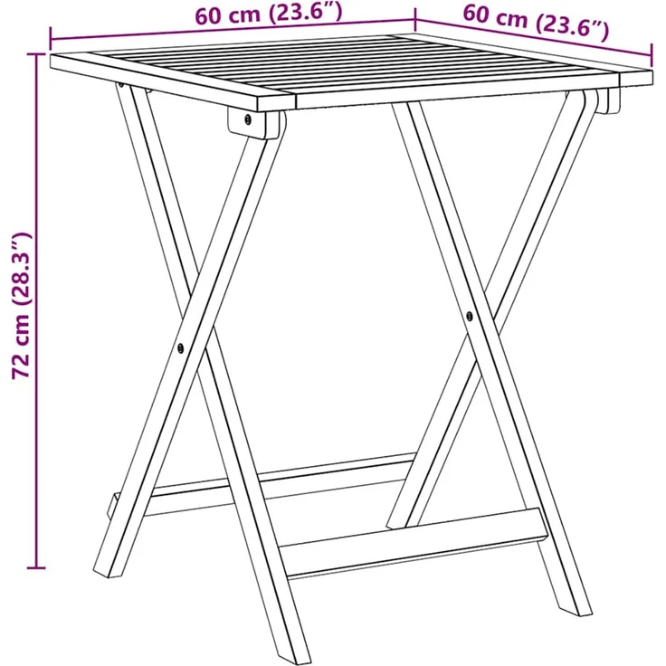 vidaXL Gartentisch Natur 60 x 60 x 72 cm Massivholz Akazie 4105490 – Bild 11