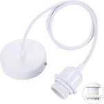 Linkind Lampenaufhängung E27 mit Schraubring, 100cm Textilkabel verstellbar, Pendelleuchte kompatibel mit Lampenschirm, Lampenhalterung ideal für Hängeleuchte Küche, Weiß