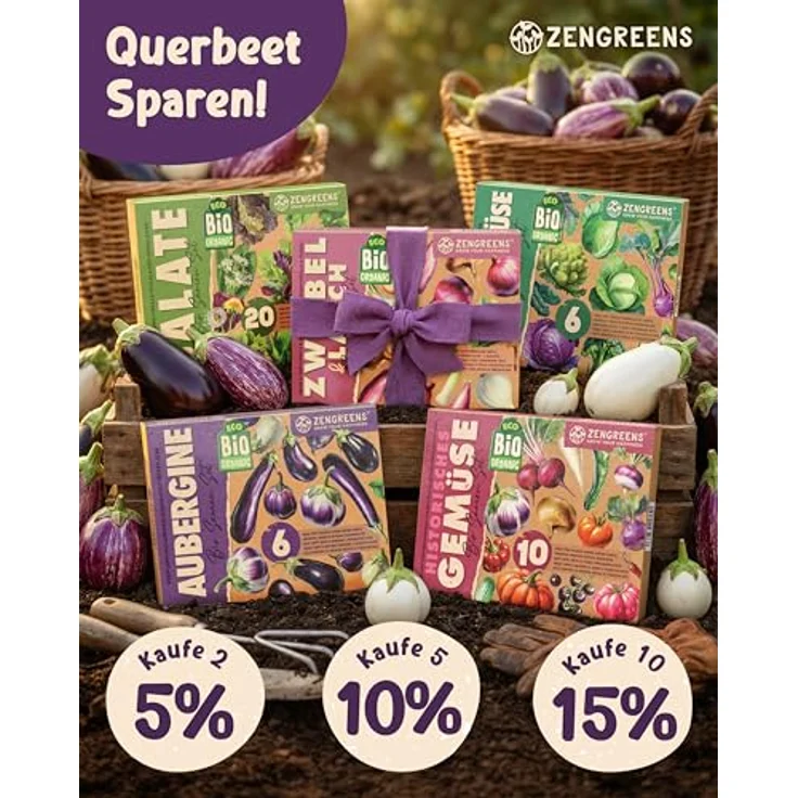 ZenGreens® - Bio Auberginensamen im 6er Set - 6 Aubergine Samen für den einfachen Anbau im Garten, Balkon oder Hochbeet - Pflanzensamen - Saatgut – Bild 9