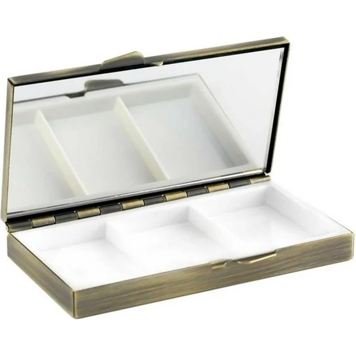 Lantelme Pillendose mit Spiegel klein mini handlich Medikamentenbox Messing Tablettenbox (1 St), Messing – Bild 4