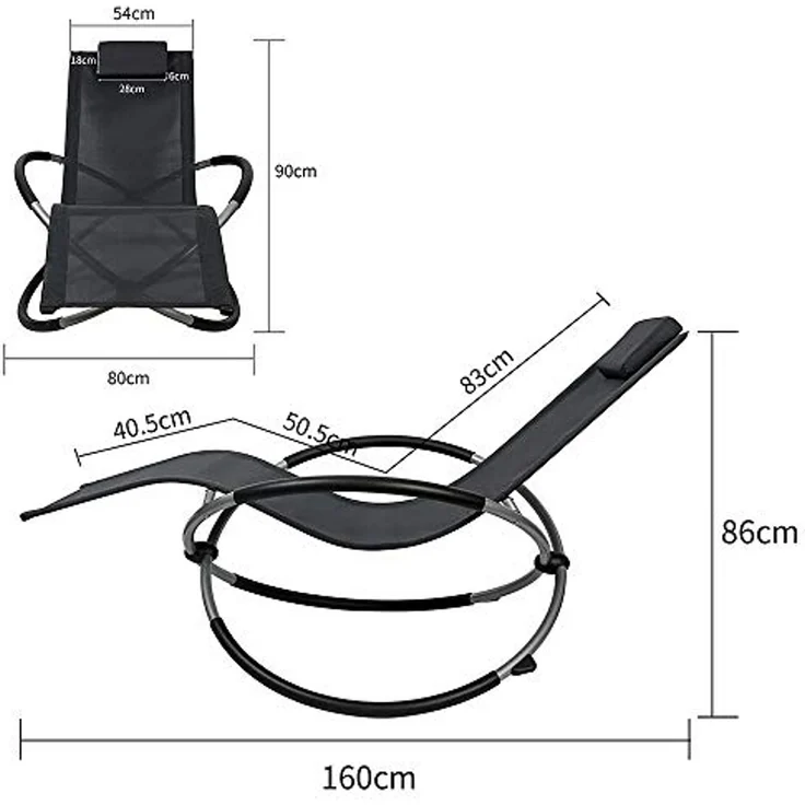 Mucola Relaxliege XXL Beige klappbar bis 200 kg belastbar – Sonnenliege 160x80x90cm Schwungfunktion mit Kopfkissen | Gartenliege atmungsaktives Textilgewebe, Stahlgestell, für Garten und Balkon – Bild 2