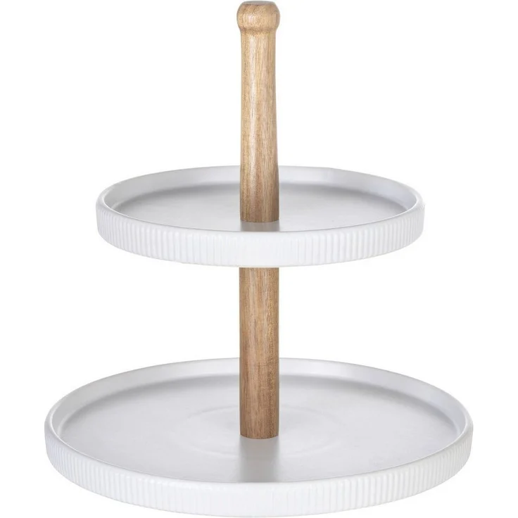 SCHÖNER WOHNEN-Kollektion Etagere Refia, Akazienholz, Massivholz, (1-tlg), Etagere mit elegantem Zylinderdesign und Holzakzenten – Bild 2